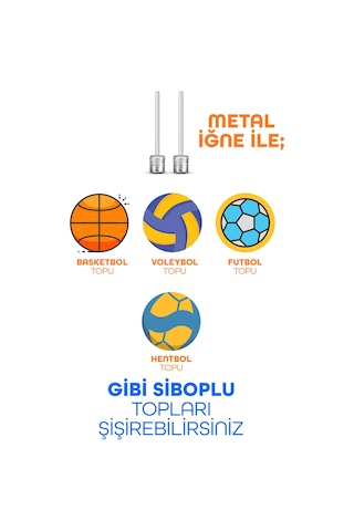 5li Şişirme Pompa Seti Futbol Bisiklet Pilates Topu Şişme Yatak Simit Kolluk Şişirme Pompası 20cm