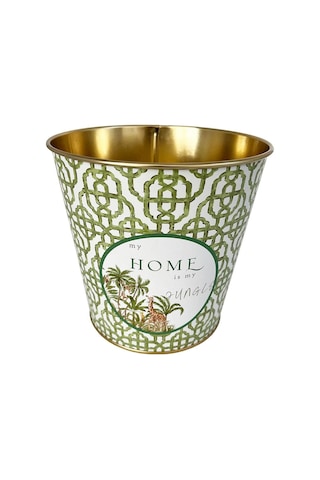 Metal Popcorn Kutusu - Patlamış Mısır Kovası 13.5 Cm, Forrest Er149-8i Desenli