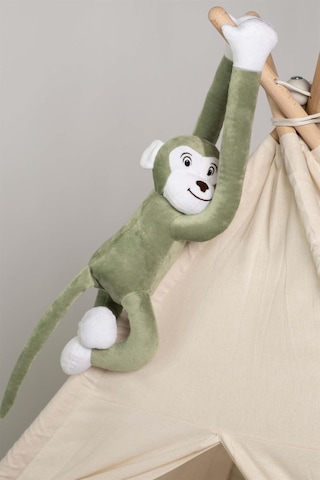Boumini Toys Boyuna Sarılan Pelüş Maymun Yeşil Elleri Çıtçıtlı 55 CM - Yeşil