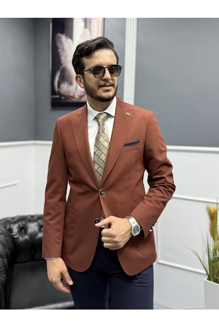 Avni Ceylan Lux İtalyan Stil Erkek Takım Elbise Klasik Ve Modern Stil Kiremit
