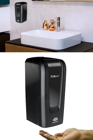 Sensörlü Köpük Sabun Verici 1000ml, Fotoselli Otomatik Köpük Sabun Dispanseri Sabunluk F046s Siyah Siyah