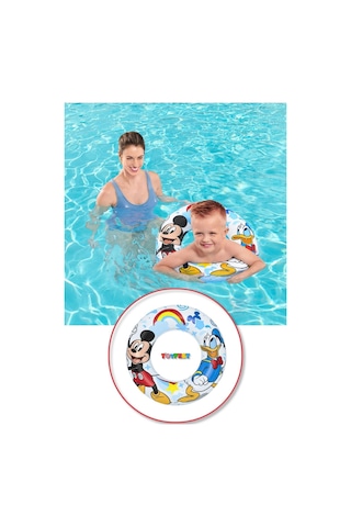 Mickey Mouse Disney Figürlü Deniz Havuz Çocuk Yüzücü Simit - 3 - 6 Yaş Arası - 56 Cm Açık Pembe