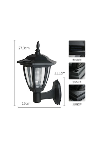 Wezone Solar Enerji İle Çalışan Dış Cephe Aydınlatma Lambası - Villa Bahçe Duvar Teras İçin Yağmur Dayanıklı Led Duvar Lambası Siyah