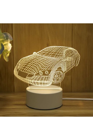 3d Gece Lambası Usb Renkli Uzaktan Kumanda - Spor Araba Diğer