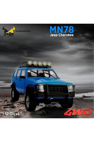 Mn Model Mn78 1/12 Jeep Cherokee 4x4 Rc Model Crawler Offroad Truck Uzaktan Kumandalı Araba Rtr Mavi+dahili Işık Seti