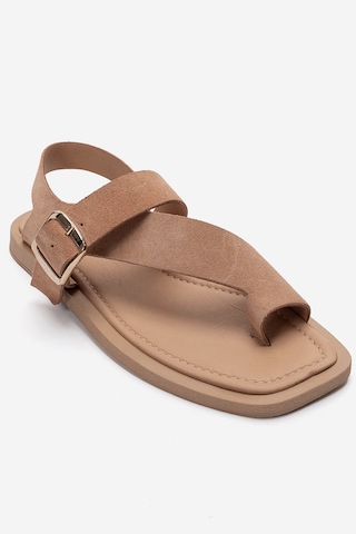 Luvishoes Curry Vizon Süet Hakiki Deri Parmak Arası Kadın Sandalet