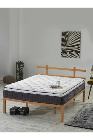 Mu&bah Antrasit Ultra Ortopedik Lara Pedli Paket Yaylı Tavşan Tüyü Kumaş Yatak 140x200