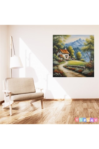 Minimalist Doğa Ve Manzara Nehrin Kıyısında Doğa Evi Çerçevesiz Pvc Tablo
