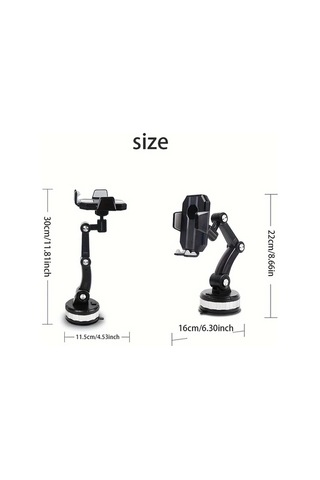 Primepickings Siyah Retraktıl Ve Ayarlanabilir Araç Için Mobil Telefon Tutucu Çok Fonksiyonlu Navigasyon Emme Kupası Tipi Kamyon Braketi
