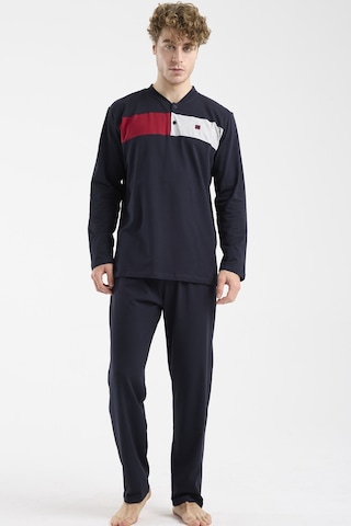 Sementa Blok Detaylı Regular Fit Pijama Takım - Lacivert Lacivert