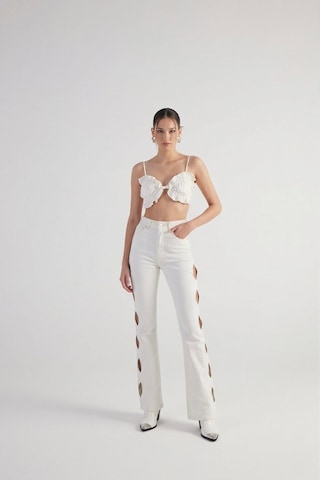 Holly Lolly Cutout Jean Pantolon Beyaz