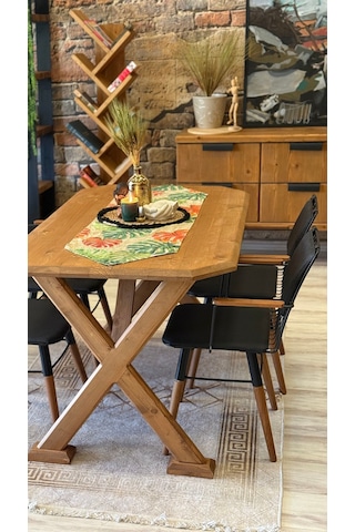 Ntconcept Arden Doğal Ahşap Sandalyeli Masa Takımı 100x210cm+10