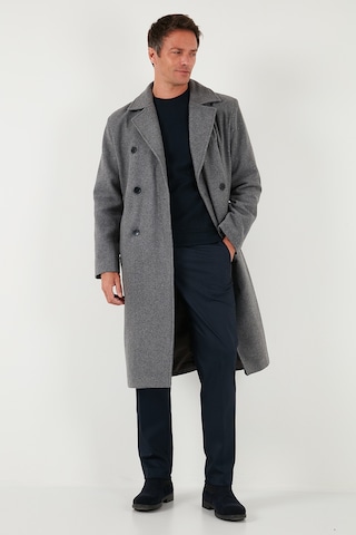 Buratti Loose Fit Kruvaze Yaka Uzun Astarlı Kaşe Erkek Kaban 681003 Gri