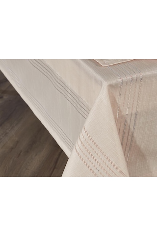 Corvver 26 Parça Dertsiz Masa Örtüsü Takımı Bej Bej
