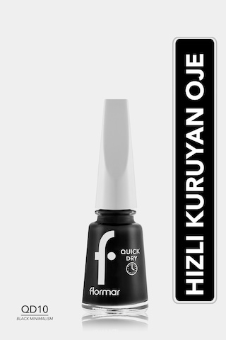 Flormar Quick Dry Hızlı Kuruyan İnce Yapılı & Parlak Bitişli Oje Qd10 Black Minimalism New