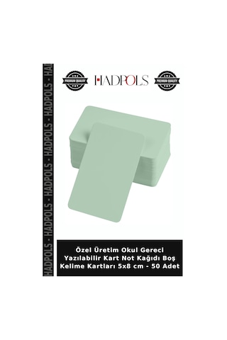 Özel Üretim Okul Gereci Yazılabilir Kart Not Kağıdı Boş Kelime Kartları 5x8 Cm - 50 Adet