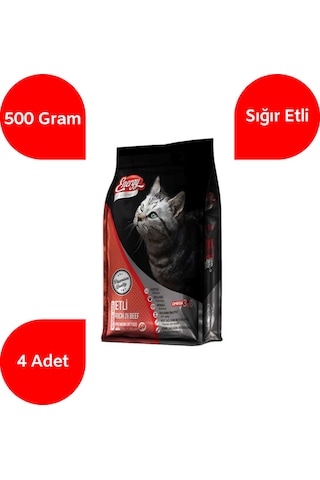 Energy Sığır Etli Yetişkin Kedi Maması 4 x 500 G