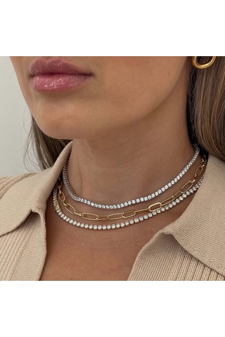 Kadınlar İçin Paslanmaz Çelik Zirkonyum Tam Elmas Kolye Titanyum Çelik Solmayan Köprücük Kemiği Kolye Niş Kısa Takı Diğer