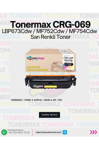 Canon Crg-069 Uyumlu Toner Sarı- Çipli / 5094c002 /lbp673cdw /mf752cdw /mf754cdw