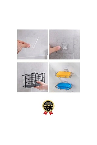 4 Adet Ultra Güçlü Suya Dayanıklı İz Bırakmaz Şeffaf Mutfak Banyo Tablo Raf Ayna Tutucu Askı Kanca Çok Renkli