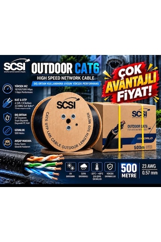 Scsı Outdoor Cat6 Utp 23awg 0.57mm - 500 Metre