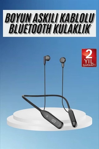 60 Saat Kablolu Boyun Askılı Dijital Göstergeli Bluetooth Kulaklığı Yeni Nesil - Bayi Depom