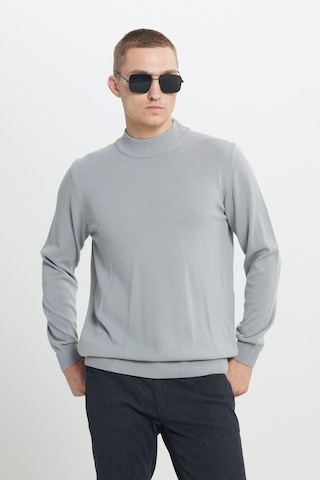 AC&Co / Altınyıldız Classics Altinyildiz Classics Erkek Gri Melanj Standart Fit Normal Kesim Yarım Balıkçı Yaka Triko 4A4923100005GMJS Gri Melanj