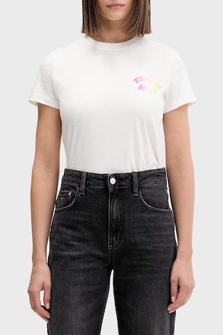 Tommy Jeans Logolu % 100 Pamuk Regular Fit Bisiklet Yaka T Shirt Bayan T Shirt Dw0dw22310 Ybl Beyaz