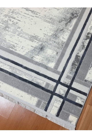 4008 Krem - Mavi -gri Akrilik Dokuma Halı Yumuşak Salon Oturma Odası Halısı