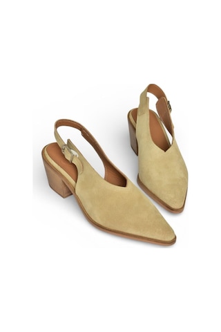 Fox Shoes Y654322202 Bej Hakiki Deri Süet Kalın Alçak Topuklu Western Ayakkabı