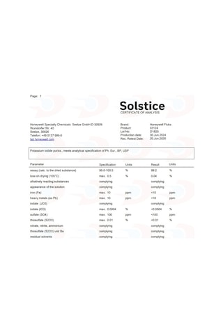 Potasyum İyodür Potassium Iodide - 100 Gram