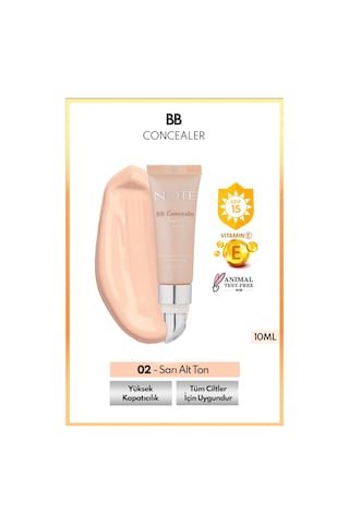 Note Cosmetique Bb Concealer Spf 15 Yoğun Kapatıcı Metal Başlıklı Göz Altı Kapatıcısı - 02 Orta Açık