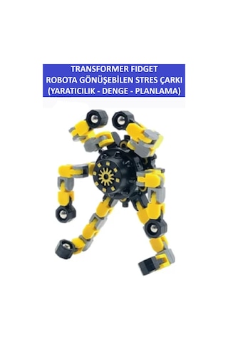 Transformers Dönüştürülebilir Robotik Stres Çarkı - Robotıc Fıdget Spınner -renk:sarı