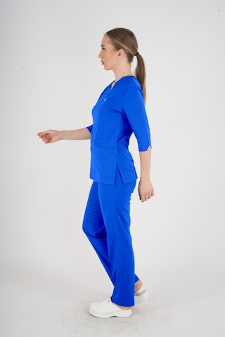 Unisex Saks Mavi Violet Model Scrubs Takım Doktor Hemşire Üniforması Saks Mavi