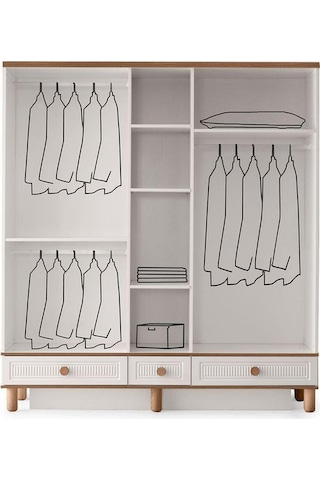 %100 Mdf-aytaşı-bohem Mahlas 5 Kapaklı Aynalı Gardırop