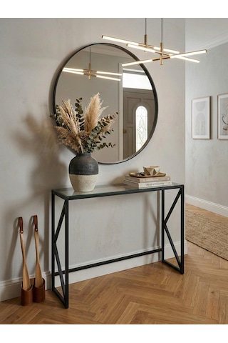 Lumina Modern Antre Dresuarı - 4mm Temperli Camlı Metal Konsol - 100x30 Cm Siyah