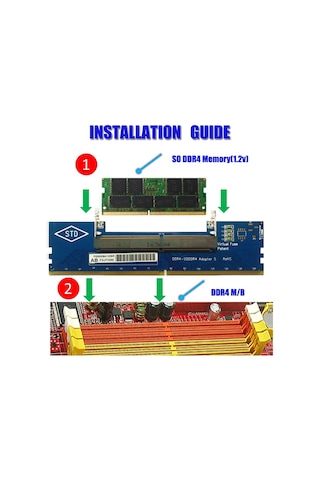 So-Dimm To Dimm Ddr4 Ram Çevirici 4764 Dönüştürücü Laptop Adaptör
