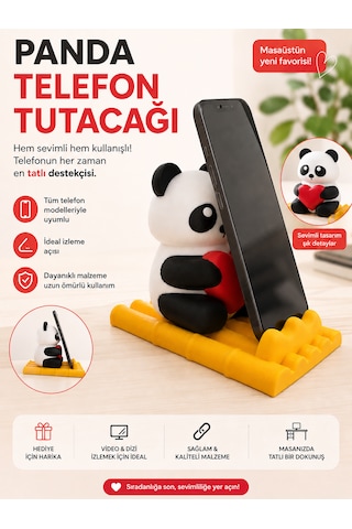 Sevimli Panda Figürlü Telefon Standı Masaüstü Organizer Ve Telefon Tutucu Çok Renkli