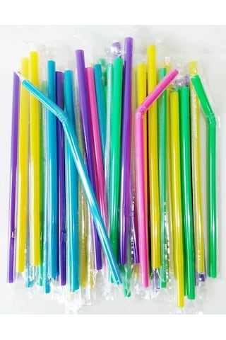 Jelatin Sargılı Frozen Renkli Pipet Kalın Körüklü Fosforlu 50 Li Dolphin 23,5 Cm