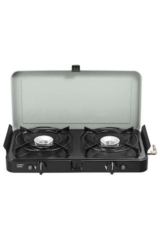 Cadac 2 Cook 3 Kamp Ocağı - 2 Brülörlü, Piezo Ateşleme, Rüzgarlıklı, Dış Mekan Kullanımına Uygun Siyah