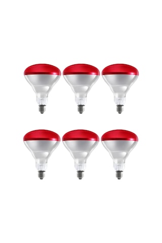 6 Adet 250w Kızılötesi Isıtıcılı Hayvan Isıtma Ve Kuluçka Lambası Kırmızı Işık E27 Kalın Duy