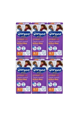 Canped Kids Çocuklar İçin Tekstil Yüzeyli Külot Bez 17-30 KG 4-7 Yaş 6 x 9 Adet