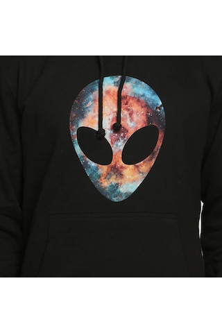 Bant Giyim - Alien Cosmos Siyah Kapşonlu Erkek Sweatshirt Hoodie