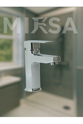 Krom Kare Sabit Banyo Lavabo Musluğu Bataryası
