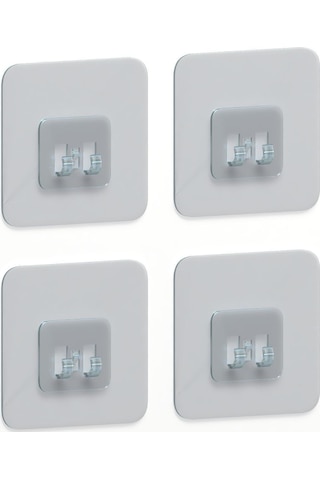 4 Adet 7x7cm Yedek Süper Güçlü Yapışkanlı Askı, 20KG Banyo - Mutfak Raf Tutucu Sticker, Delmesiz