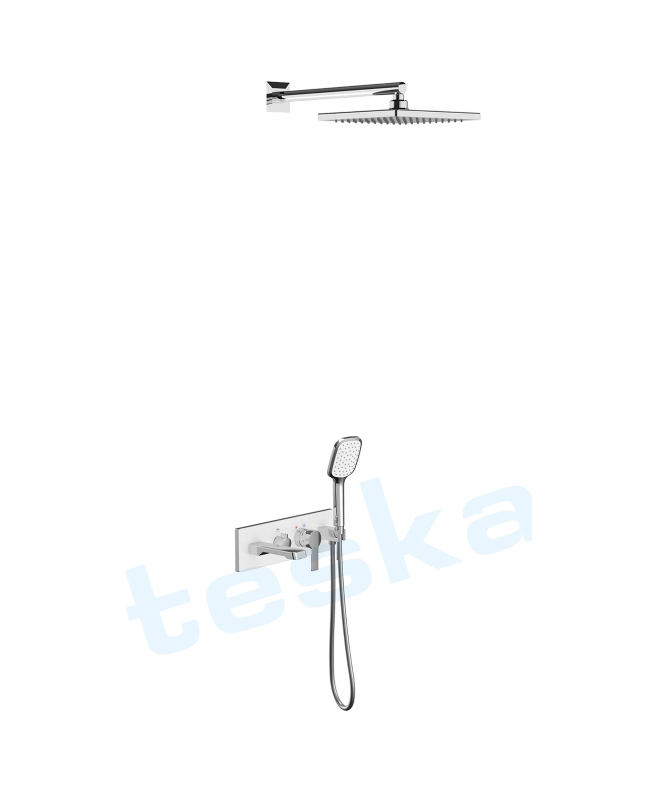 Teska Life Beyaz Camlı Üç Yönlü Yatay Ankastre Banyo Bataryası As 3100w Krom