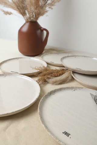 Keramika Deep Collection Mottolu Pasta Tabağı 22 Cm 6 Adet 22650-55 Krem