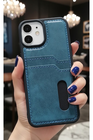 Apple Apple iPhone 11 İçin Uyumlu Kılıf Kart Bölmeli Deri Tasarımlı Kılıf