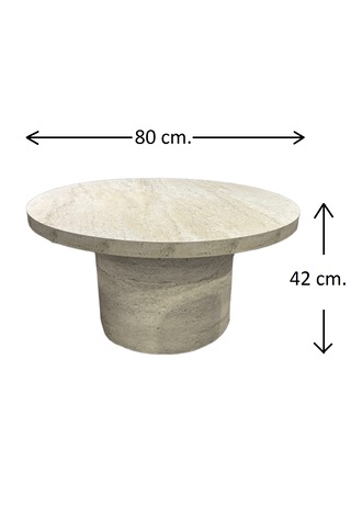 Most Rota Mermer Görünümlü %100 Mdf Bej Orta Sehpa 80 Cm. Çap Ev