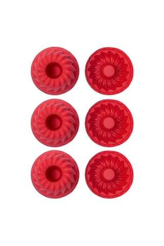 Kırmızı, Silikon Mini Kek Ve Muffin Kalıbı, 7x3 Cm, Bpa İçermez, Fırında Kullanılır, Makinede Yıkanabilir, 6 Çok Renkli